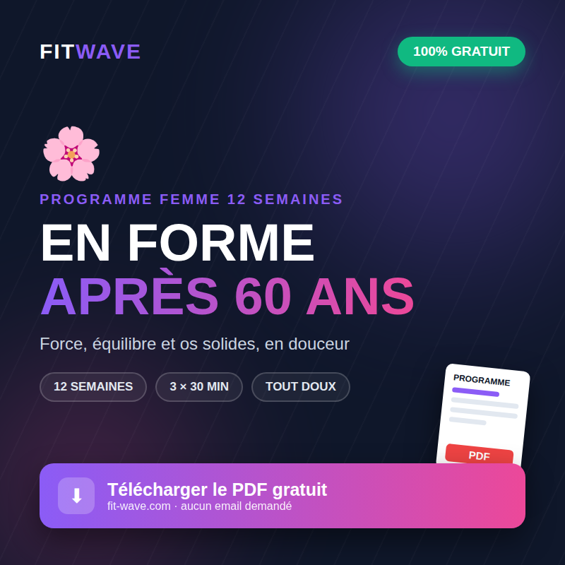 Programme de musculation pour femme de 60 ans PDF gratuit FitWave — 12 semaines en douceur