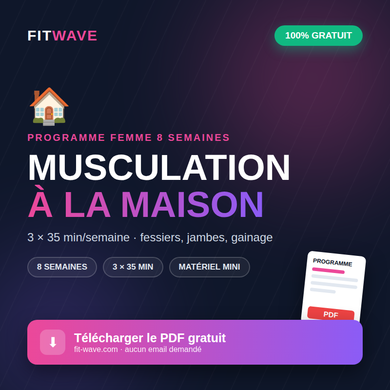 Programme musculation femme maison PDF gratuit FitWave — 3 séances de 35 minutes par semaine