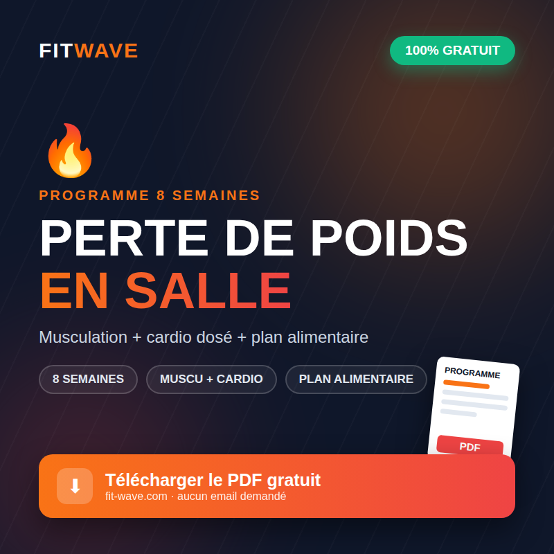 Programme perte de poids salle de sport PDF gratuit FitWave â musculation et cardio 8 semaines