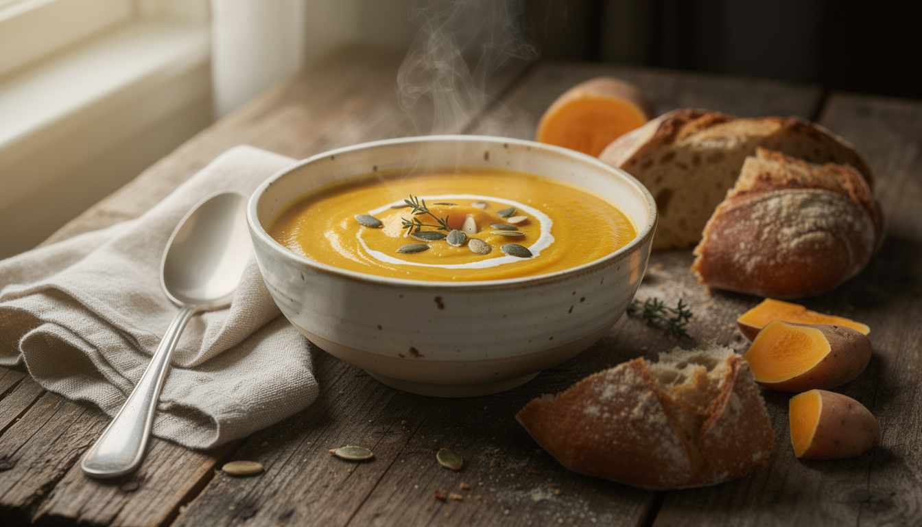 découvrez une soupe de potiron et pomme de terre onctueuse et savoureuse, idéale pour se réchauffer avec une recette simple et réconfortante.