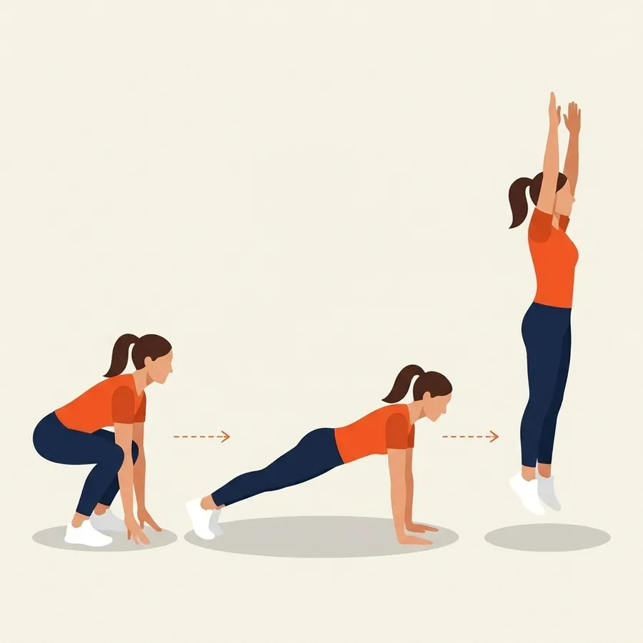 Illustration de l'exercice burpee